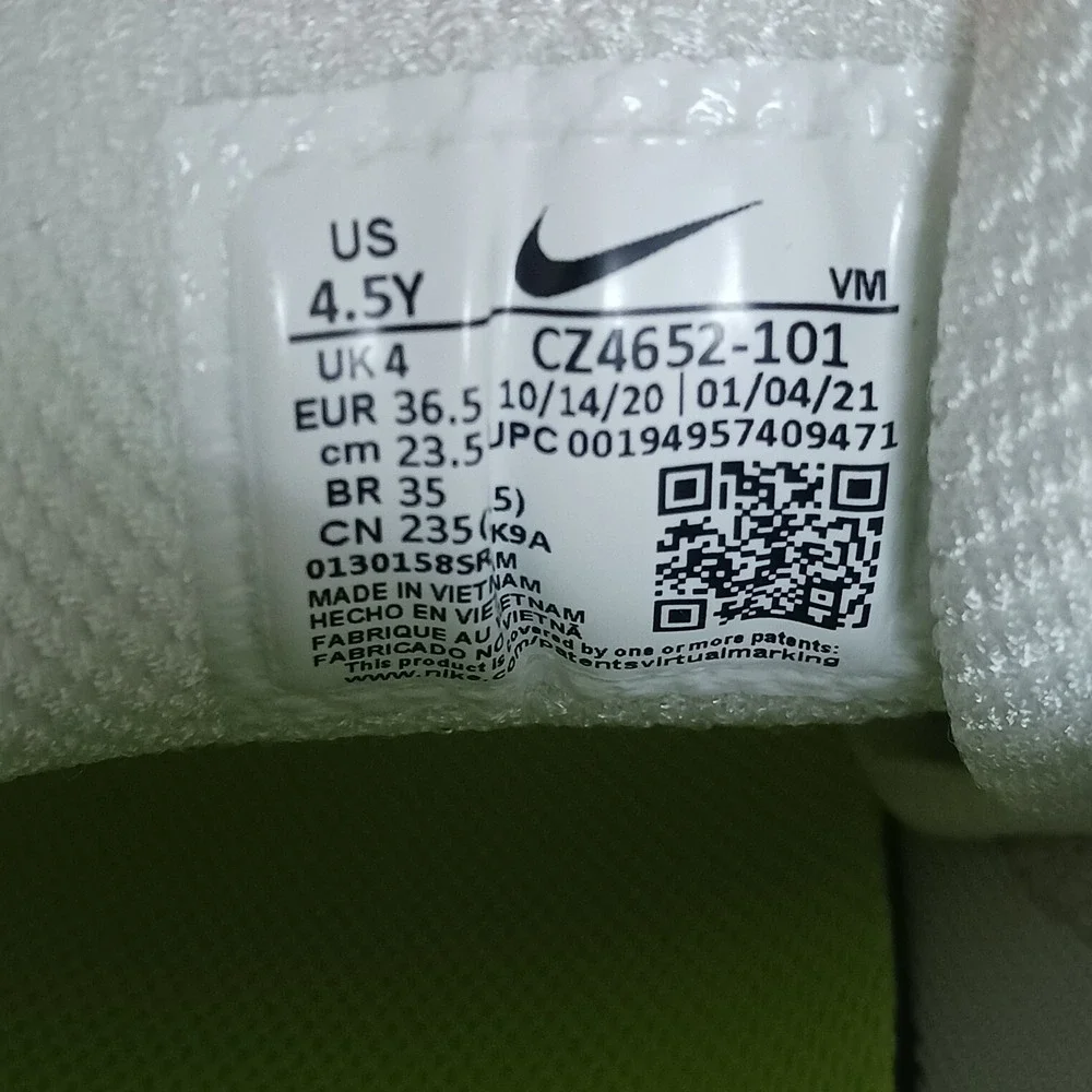Nike Air Max Genome GS White Volt Blue Running Sneakers Shoes Sz 4.5Y Women's 6